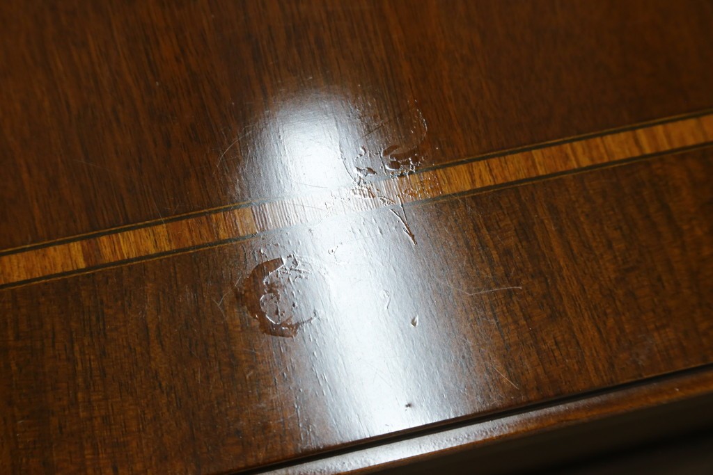 中古　海外輸入家具　マホガニー材　曲線デザインが優雅なワークデスク　(R-087105)