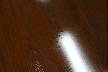 中古　海外輸入家具　マホガニー材　曲線デザインが優雅なワークデスク　(R-087105)