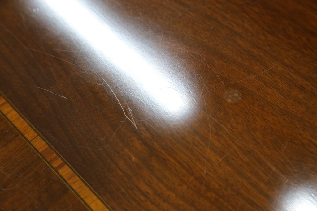 中古　海外輸入家具　マホガニー材　曲線デザインが優雅なワークデスク　(R-087105)