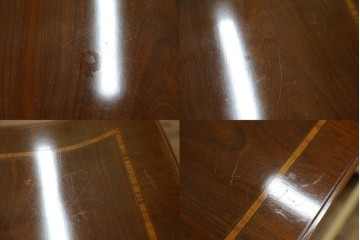 中古　海外輸入家具　マホガニー材　曲線デザインが優雅なワークデスク　(R-087105)