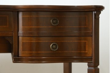 中古　海外輸入家具　マホガニー材　曲線デザインが優雅なワークデスク　(R-087105)