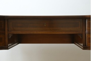 中古　海外輸入家具　マホガニー材　曲線デザインが優雅なワークデスク　(R-087105)