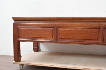 和製ヴィンテージ　花梨(カリン)材　丸形の引き手がアクセントになった引き出し付きテレビボード　(R-087106)