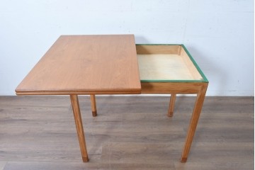 デンマークヴィンテージ　Soborg Mobelfabrik(ソボー・モベルファブリク)　Borge Mogensen(ボーエ・モーエンセン)デザイン　チーク材×オーク材の収納付きエクステンションテーブル　(R-087107)