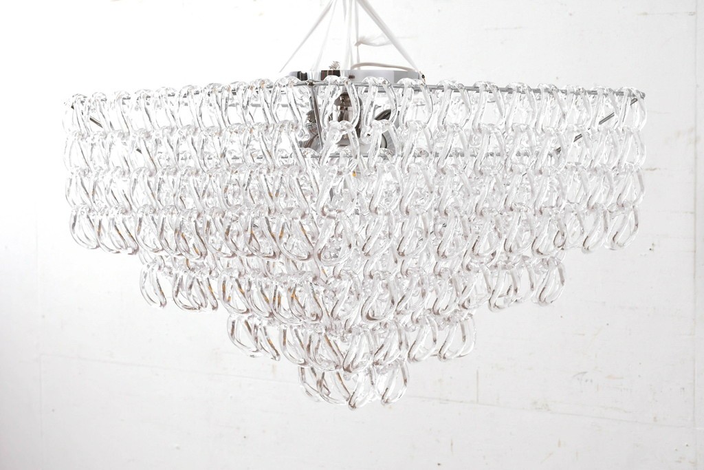 中古　美品　イタリア製　ルミナベッラ取り扱い　VISTOSI(ヴィストージ)　Mini Giogali(ミニ・ジョガーリ)　クリアガラスの連なりが美しいシャンデリア　定価約78万円　(R-087108)