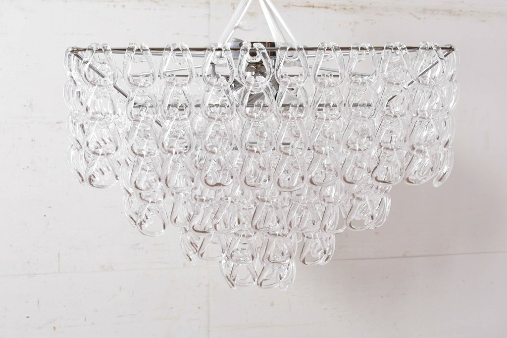 中古　美品　イタリア製　ルミナベッラ取り扱い　VISTOSI(ヴィストージ)　Mini Giogali(ミニ・ジョガーリ)　クリアガラスの連なりが美しいシャンデリア　定価約78万円　(R-087108)