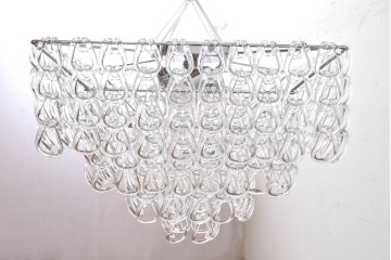 中古　美品　イタリア製　ルミナベッラ取り扱い　VISTOSI(ヴィストージ)　Mini Giogali(ミニ・ジョガーリ)　クリアガラスの連なりが美しいシャンデリア　定価約78万円　(R-087108)