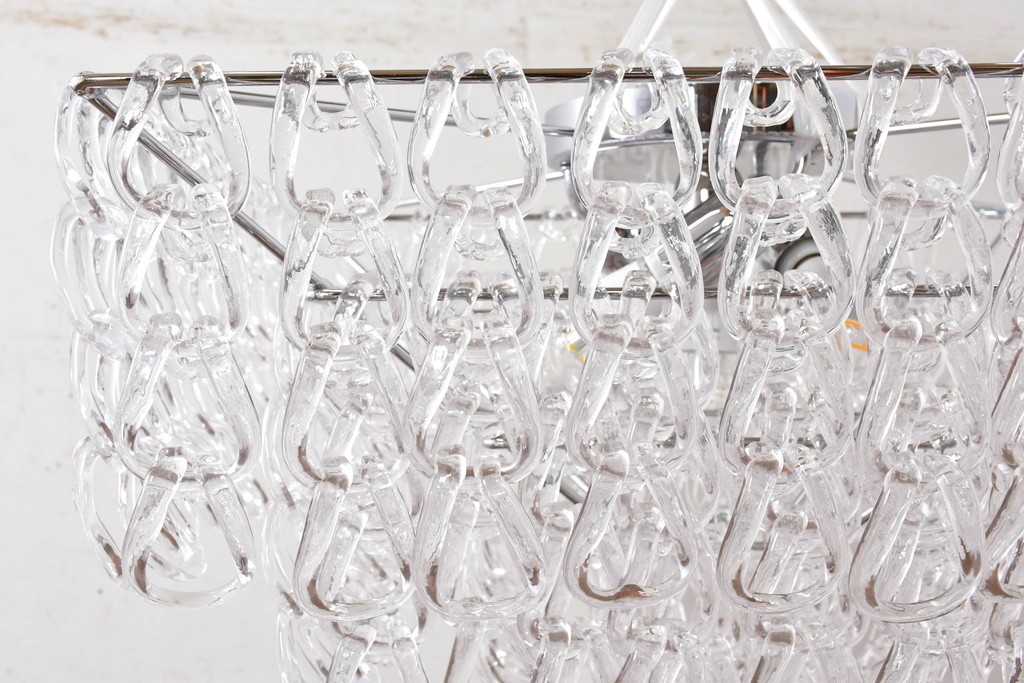 中古　美品　イタリア製　ルミナベッラ取り扱い　VISTOSI(ヴィストージ)　Mini Giogali(ミニ・ジョガーリ)　クリアガラスの連なりが美しいシャンデリア　定価約78万円　(R-087108)