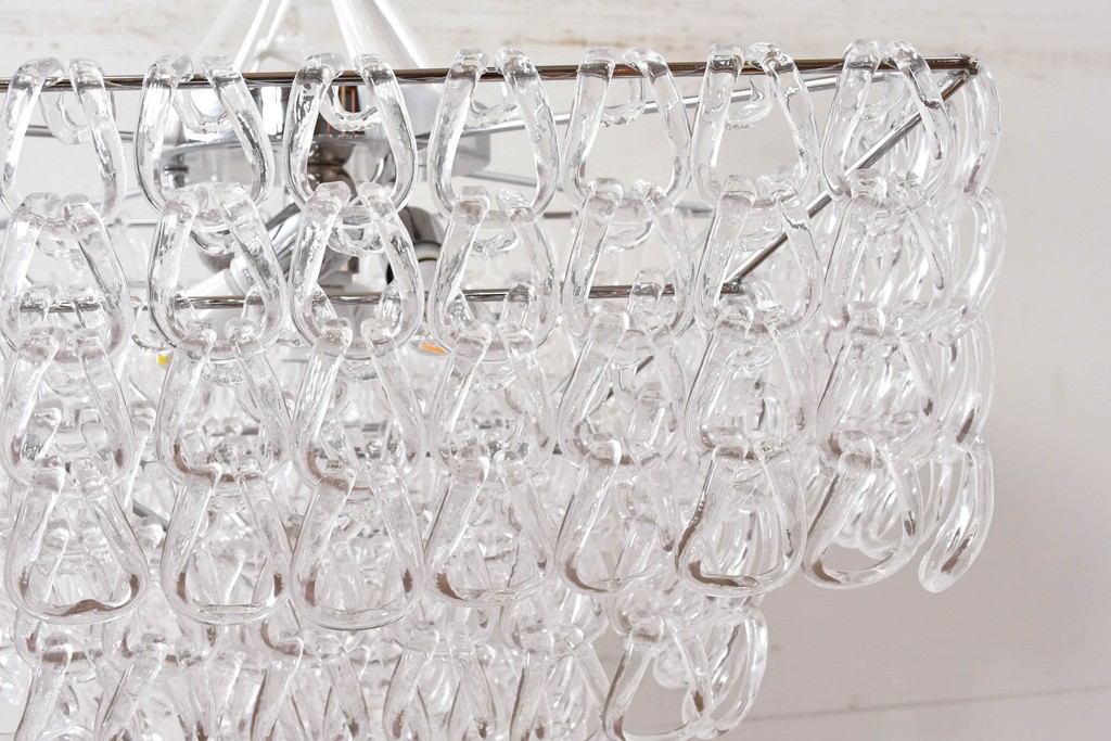 中古　美品　イタリア製　ルミナベッラ取り扱い　VISTOSI(ヴィストージ)　Mini Giogali(ミニ・ジョガーリ)　クリアガラスの連なりが美しいシャンデリア　定価約78万円　(R-087108)