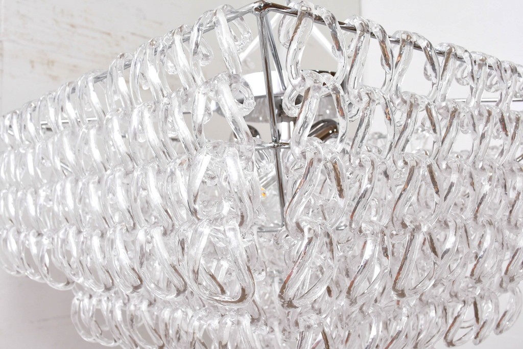 中古　美品　イタリア製　ルミナベッラ取り扱い　VISTOSI(ヴィストージ)　Mini Giogali(ミニ・ジョガーリ)　クリアガラスの連なりが美しいシャンデリア　定価約78万円　(R-087108)