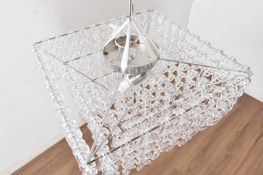 中古　美品　イタリア製　ルミナベッラ取り扱い　VISTOSI(ヴィストージ)　Mini Giogali(ミニ・ジョガーリ)　クリアガラスの連なりが美しいシャンデリア　定価約78万円　(R-087108)