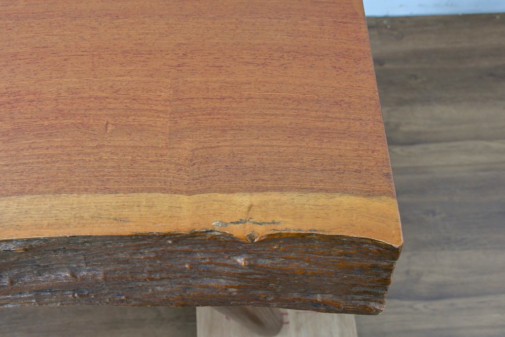 和製ヴィンテージ　天板(花梨材)　脚(タモ材)　一枚板ならではの風合いが魅力のテーブル　(R-087116)