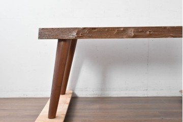 和製ヴィンテージ　天板(花梨材)　脚(タモ材)　一枚板ならではの風合いが魅力のテーブル　(R-087116)