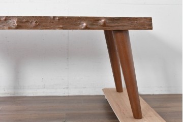 和製ヴィンテージ　天板(花梨材)　脚(タモ材)　一枚板ならではの風合いが魅力のテーブル　(R-087116)