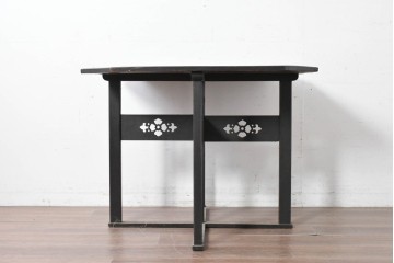 和製アンティーク　大正ロマン　希少デザイン　透かし彫り入りのオクタゴンテーブル　(R-087122)