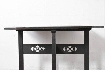 和製アンティーク　大正ロマン　希少デザイン　透かし彫り入りのオクタゴンテーブル　(R-087122)