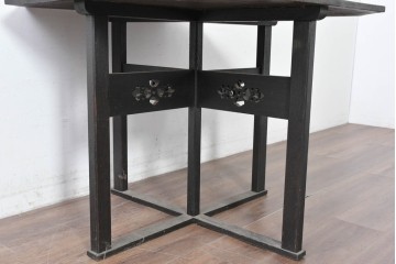 和製アンティーク　大正ロマン　希少デザイン　透かし彫り入りのオクタゴンテーブル　(R-087122)