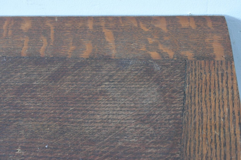 イギリスアンティーク　オーク材　重厚な佇まいのドローリーフテーブル　(R-087123)