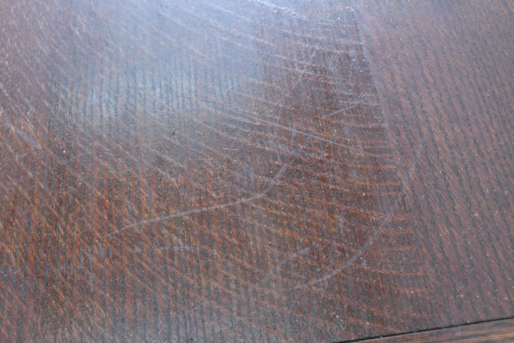 イギリスアンティーク　オーク材　重厚な佇まいのドローリーフテーブル　(R-087123)