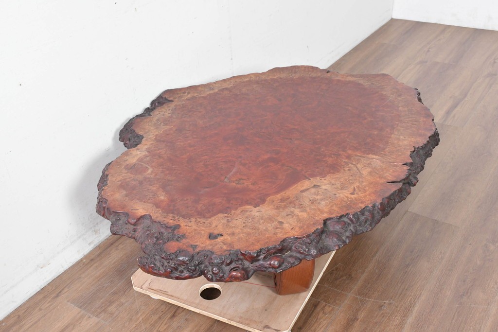 和製ヴィンテージ　天板(花梨材)　脚(欅材)　鳥眼杢が美しい座卓　(R-087125)