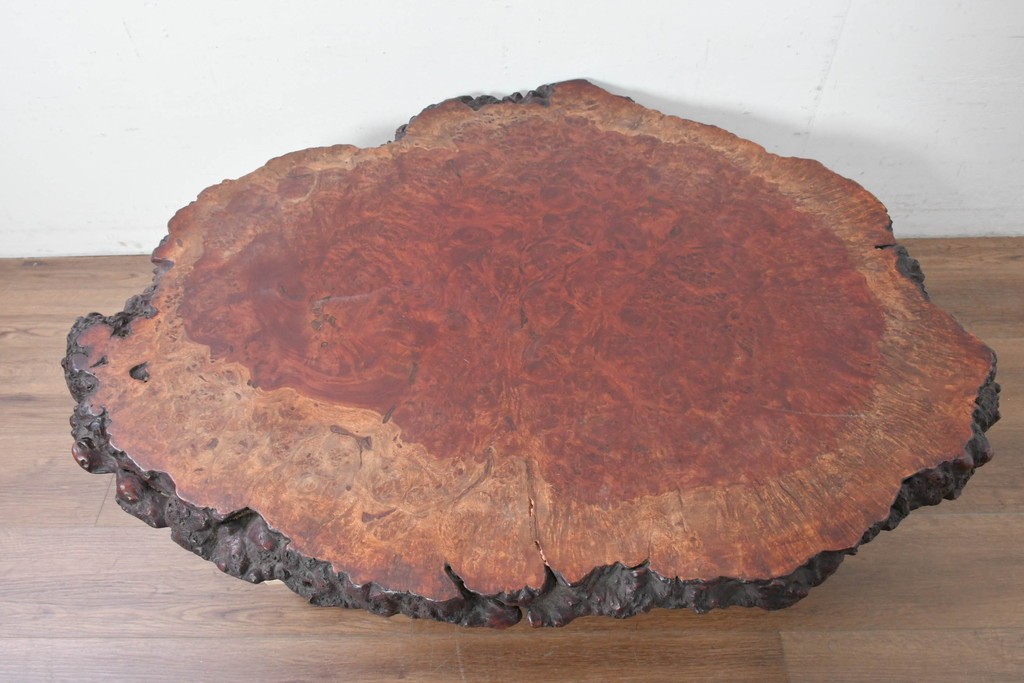 和製ヴィンテージ　天板(花梨材)　脚(欅材)　鳥眼杢が美しい座卓　(R-087125)