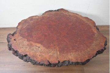 和製ヴィンテージ　天板(花梨材)　脚(欅材)　鳥眼杢が美しい座卓　(R-087125)