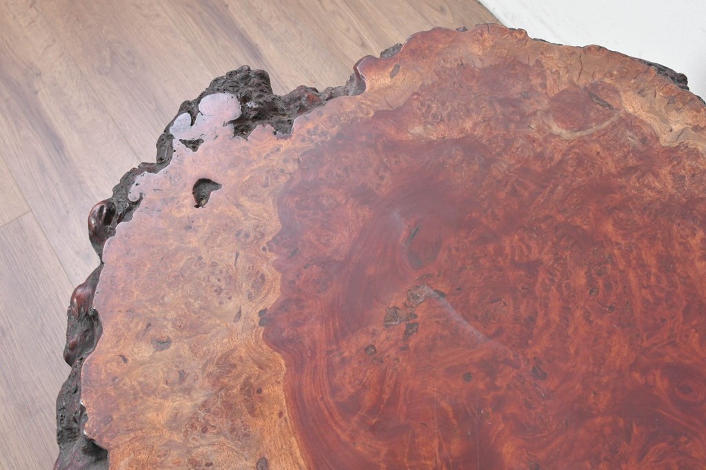 和製ヴィンテージ　天板(花梨材)　脚(欅材)　鳥眼杢が美しい座卓　(R-087125)