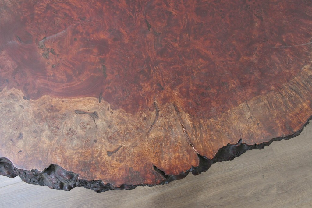 和製ヴィンテージ　天板(花梨材)　脚(欅材)　鳥眼杢が美しい座卓　(R-087125)