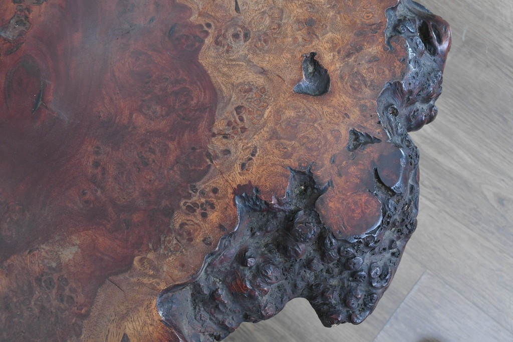 和製ヴィンテージ　天板(花梨材)　脚(欅材)　鳥眼杢が美しい座卓　(R-087125)