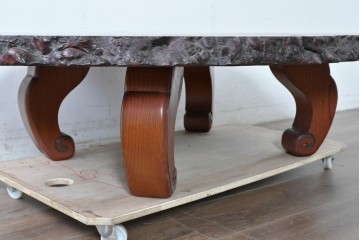 和製ヴィンテージ　天板(花梨材)　脚(欅材)　鳥眼杢が美しい座卓　(R-087125)