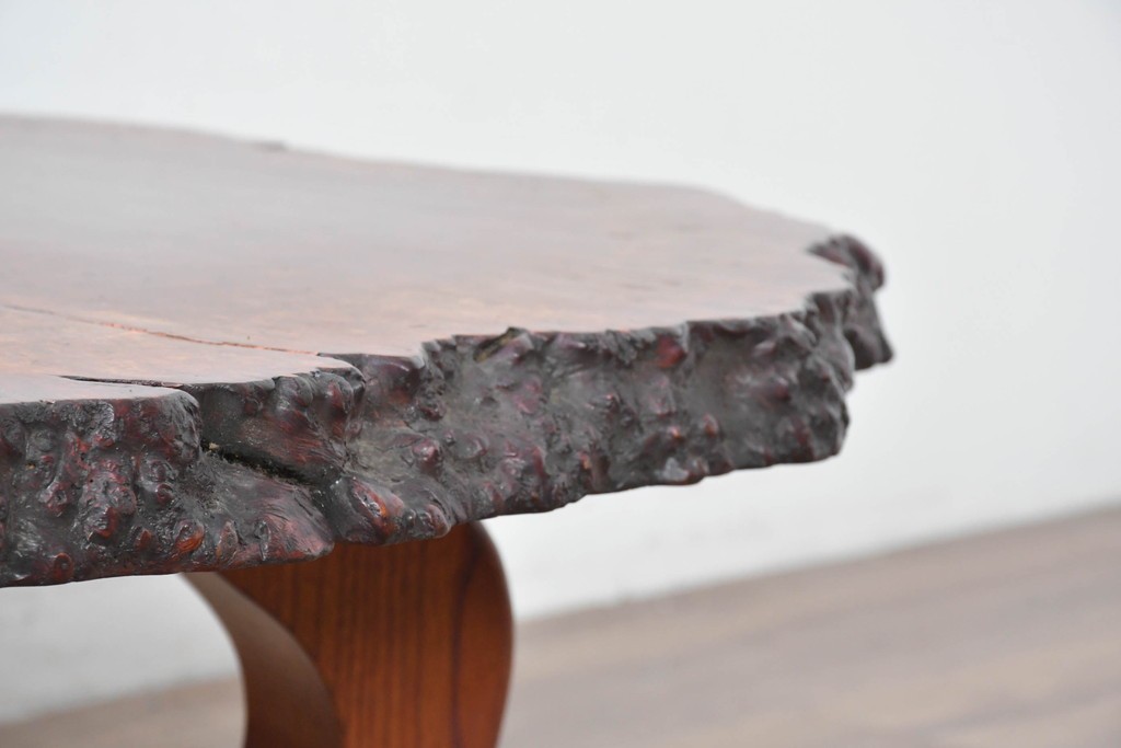 和製ヴィンテージ　天板(花梨材)　脚(欅材)　鳥眼杢が美しい座卓　(R-087125)