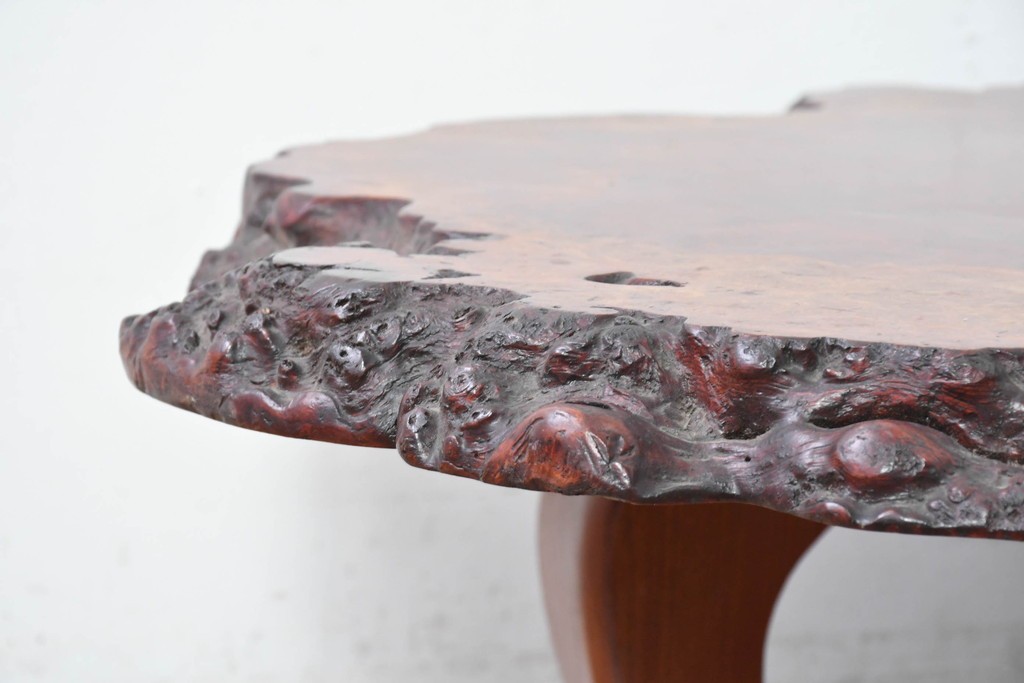 和製ヴィンテージ　天板(花梨材)　脚(欅材)　鳥眼杢が美しい座卓　(R-087125)