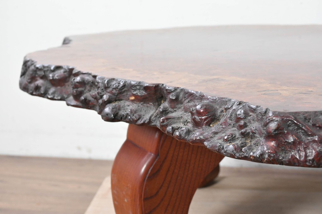 和製ヴィンテージ　天板(花梨材)　脚(欅材)　鳥眼杢が美しい座卓　(R-087125)