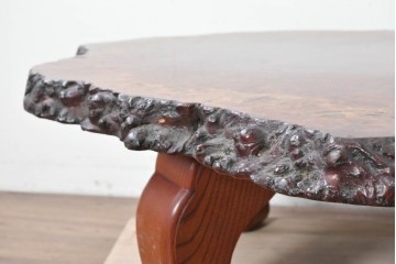 和製ヴィンテージ　天板(花梨材)　脚(欅材)　鳥眼杢が美しい座卓　(R-087125)