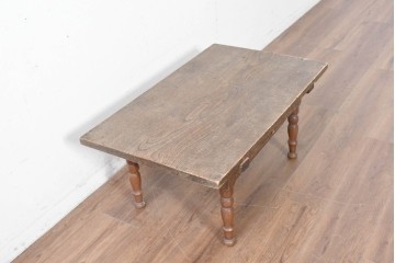 和製アンティーク　天板に欅(ケヤキ)材一枚板が用いられた文机　(R-087127)