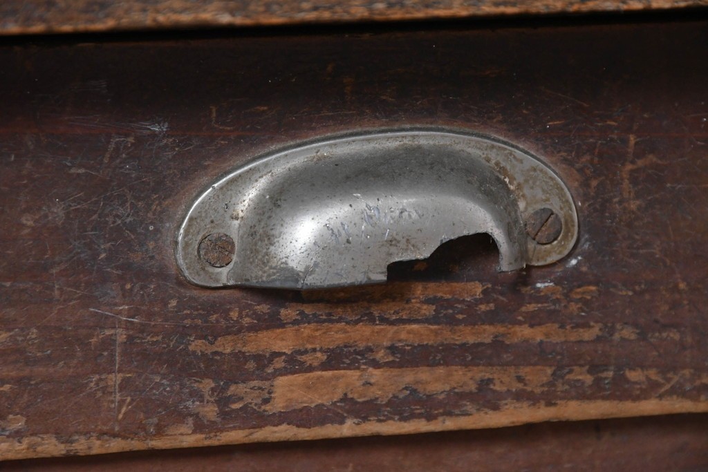 和製アンティーク　天板に欅(ケヤキ)材一枚板が用いられた文机　(R-087127)