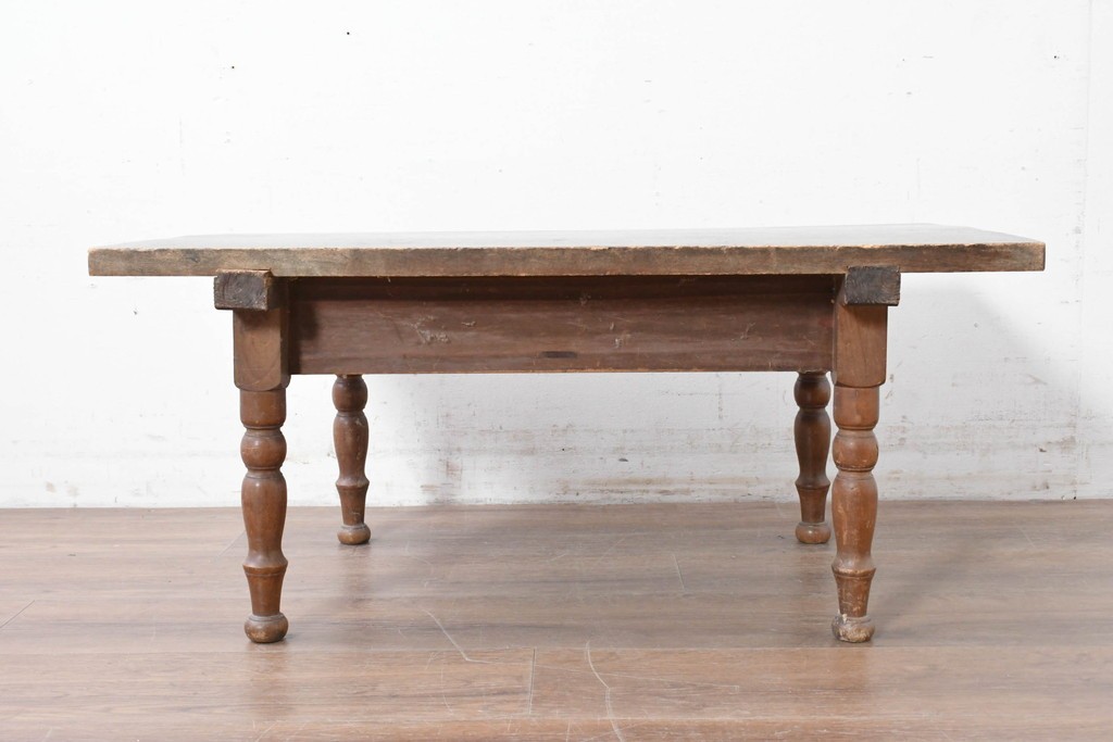 和製アンティーク　天板に欅(ケヤキ)材一枚板が用いられた文机　(R-087127)