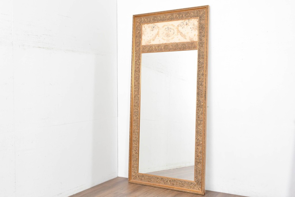 中古　六本木アピス(APIS)取り扱い　特大!!　華麗な装飾が引き立つアンティーク調ミラー　(R-087128)