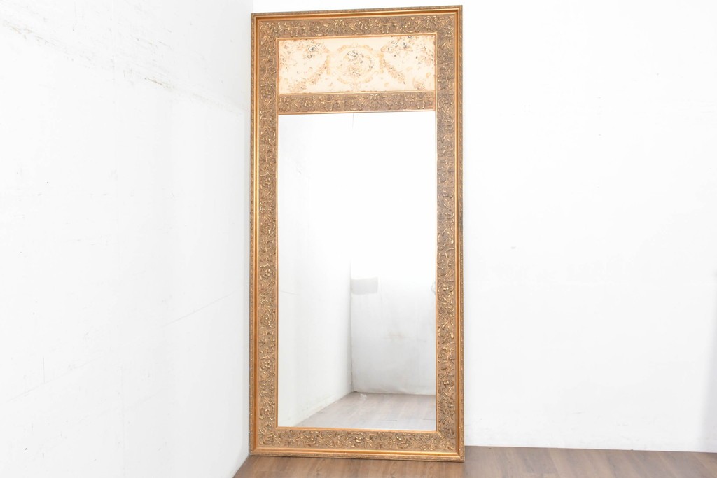 中古　六本木アピス(APIS)取り扱い　特大!!　華麗な装飾が引き立つアンティーク調ミラー　(R-087128)