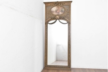 フランスアンティーク　高級品　優美な意匠が目を惹く特大サイズのミラー　(R-087129)