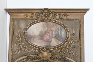 フランスアンティーク　高級品　優美な意匠が目を惹く特大サイズのミラー　(R-087129)