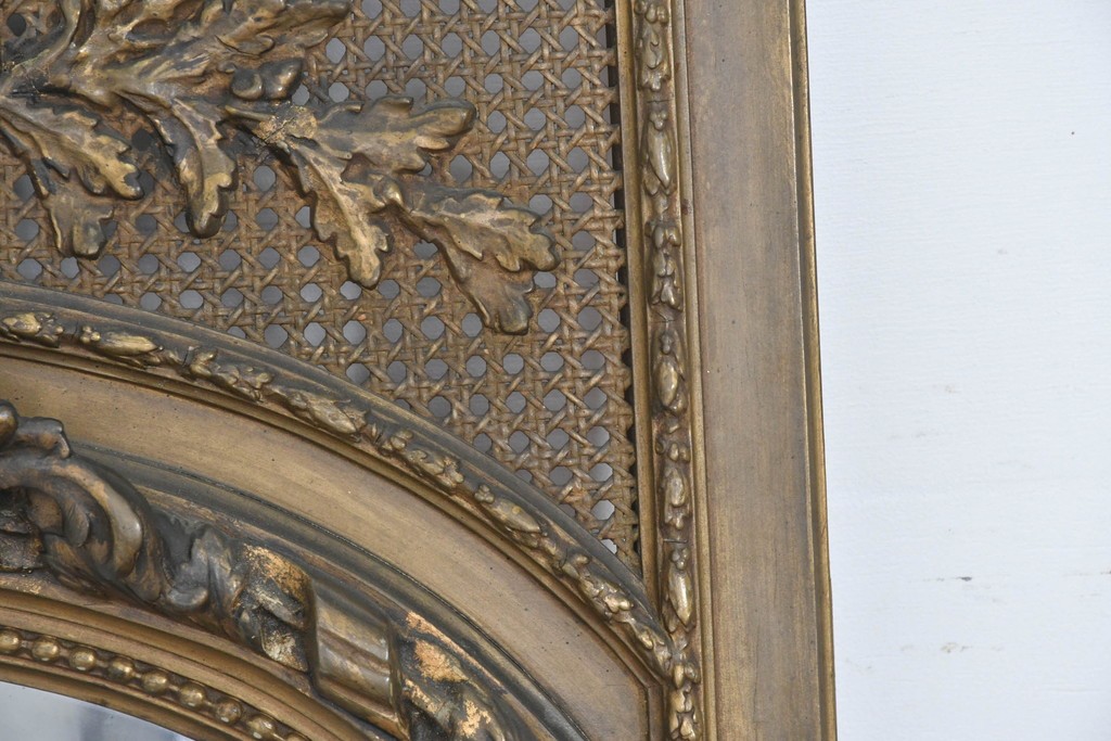 フランスアンティーク　高級品　優美な意匠が目を惹く特大サイズのミラー　(R-087129)
