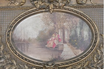 フランスアンティーク　高級品　優美な意匠が目を惹く特大サイズのミラー　(R-087129)