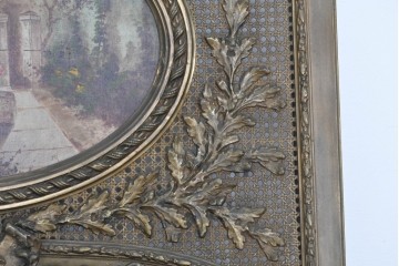 フランスアンティーク　高級品　優美な意匠が目を惹く特大サイズのミラー　(R-087129)