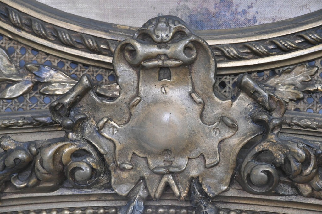 フランスアンティーク　高級品　優美な意匠が目を惹く特大サイズのミラー　(R-087129)