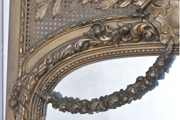 フランスアンティーク　高級品　優美な意匠が目を惹く特大サイズのミラー　(R-087129)