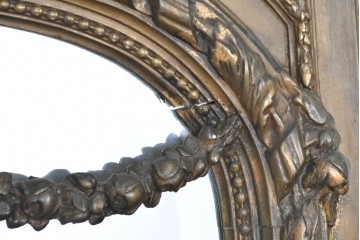 フランスアンティーク　高級品　優美な意匠が目を惹く特大サイズのミラー　(R-087129)