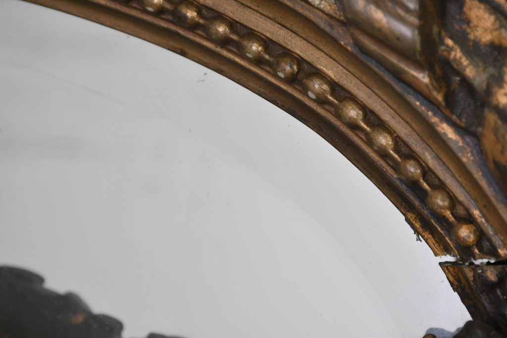 フランスアンティーク　高級品　優美な意匠が目を惹く特大サイズのミラー　(R-087129)