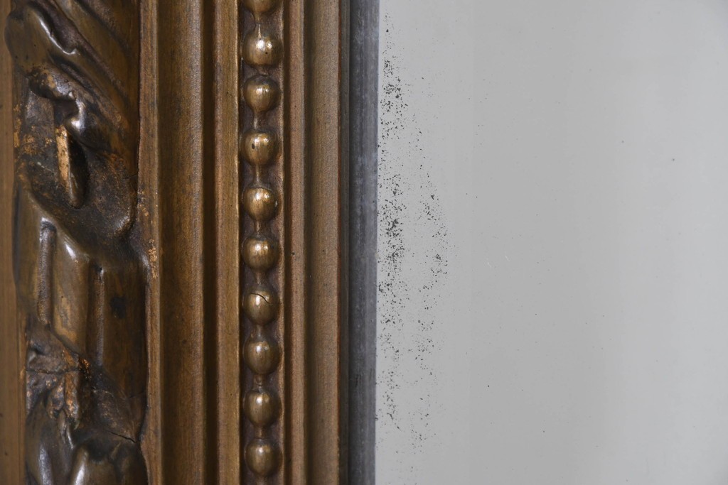 フランスアンティーク　高級品　優美な意匠が目を惹く特大サイズのミラー　(R-087129)