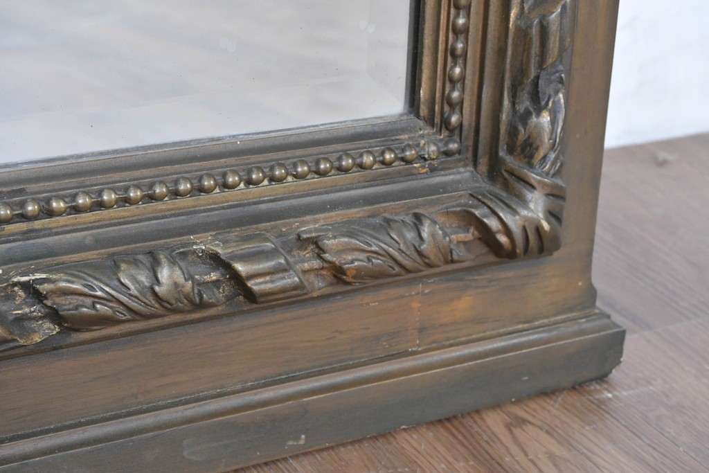 フランスアンティーク　高級品　優美な意匠が目を惹く特大サイズのミラー　(R-087129)